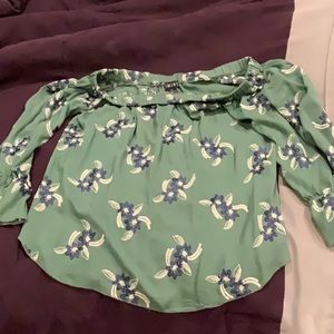 Timing, off the shoulder shirt